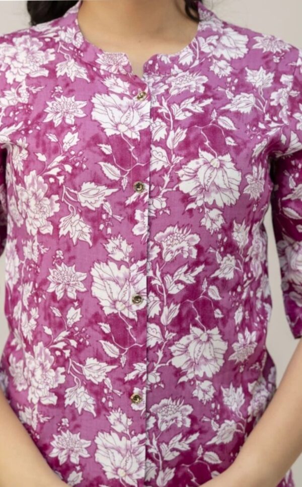 1,Top,Bliss Casual Roll Up Sleeves Printed Woman Pink, White Top - Image 5