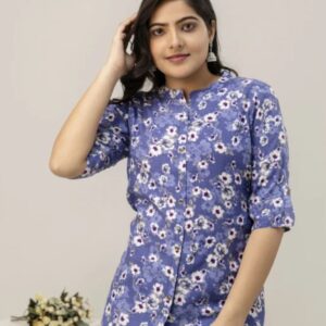 1,Bliss Casual Roll Up Sleeves Printed Woman Top